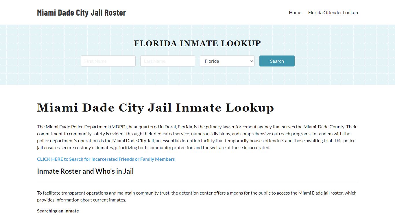 Miami Dade Police Department & City Jail, FL Inmate Roster, Arrests ...